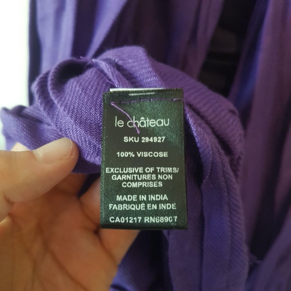 Le Chateau Royal Purple Strapless Midi Bodycon Dress (Detachable Straps + Scarf) - Picture 7 of 9